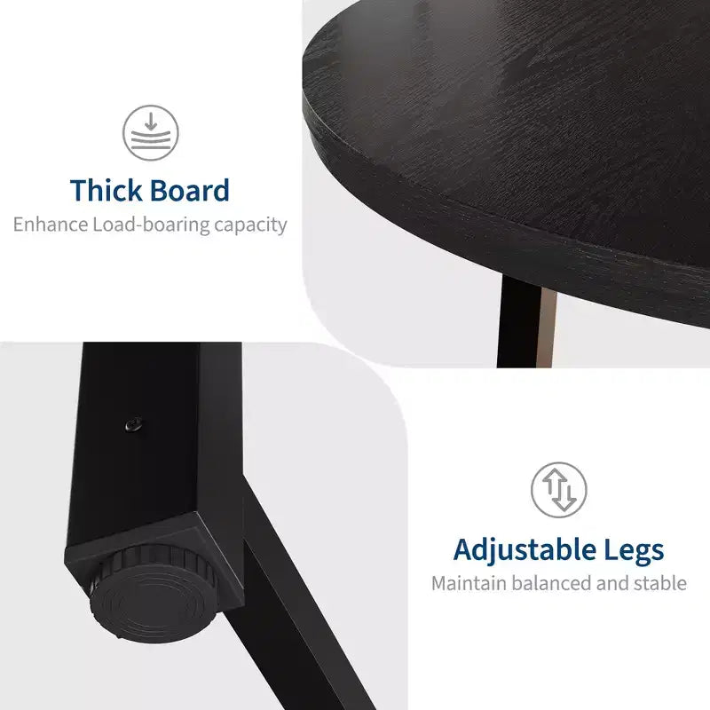 Table de salle à manger industrielle ronde de 47 pour 4 à 6 personnes, table de cuisine circulaire en bois avec solide piètement en métal et finition rustique, pour salle à manger et cuisine
