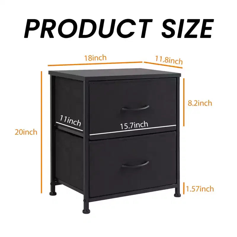 Aufbewahrungsschrank mit 2 Schubladen, Metallgestell und Holzplatte, Kommode mit Stoffschubladen für Schlafzimmer, Kleiderschrank oder Wohnzimmer