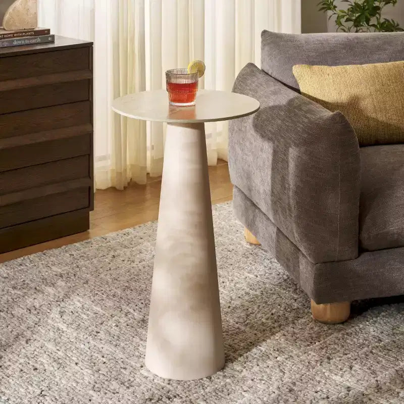 Table d’appoint haute en céramique beige/céramique beige