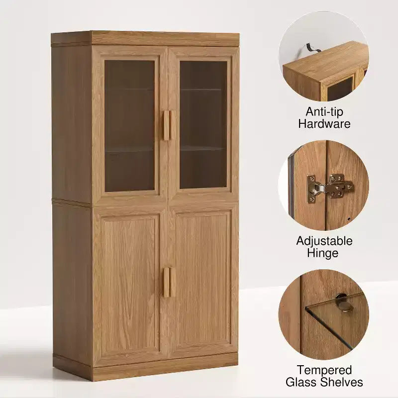 Armario despensa de madera independiente para cocina, organizador de almacenamiento con estantes y puertas, gran capacidad