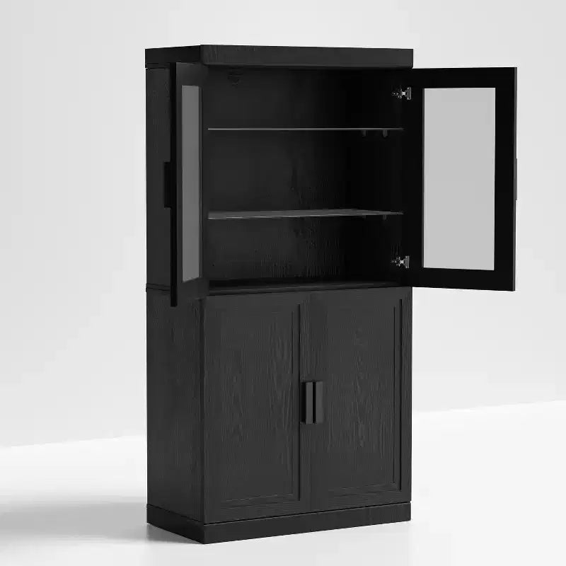 Armario despensa de madera independiente para cocina, organizador de almacenamiento con estantes y puertas, gran capacidad