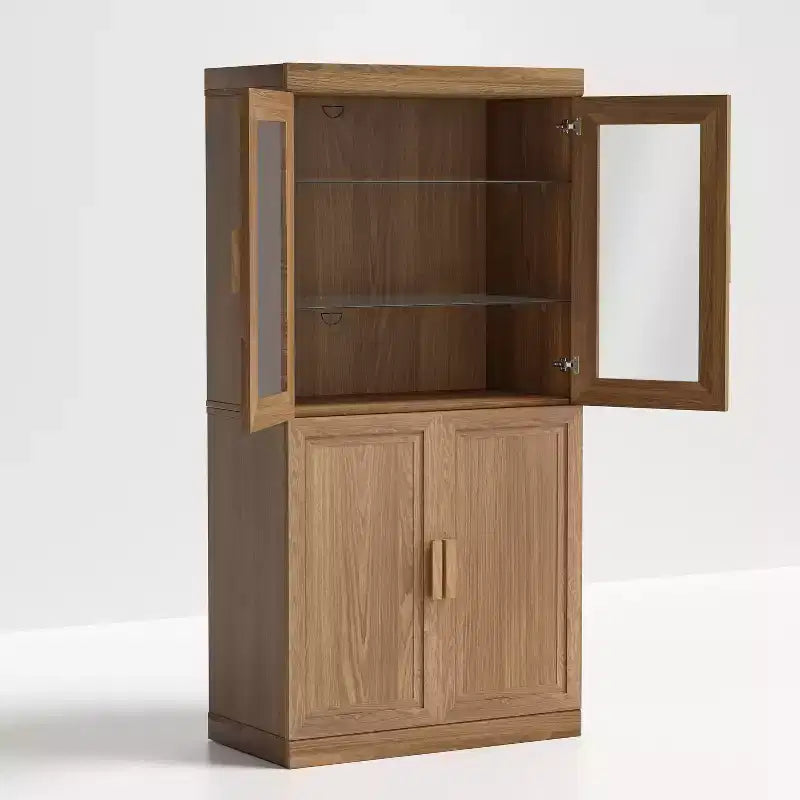 Armario despensa de madera independiente para cocina, organizador de almacenamiento con estantes y puertas, gran capacidad
