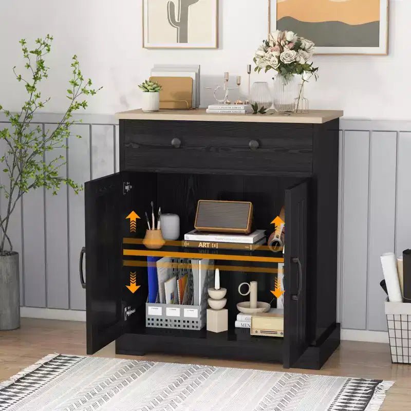 Armario de almacenamiento para cocina, aparador moderno con espacio de almacenamiento, mueble bar para café con 2 cajones y 2 puertas, aparador de suelo