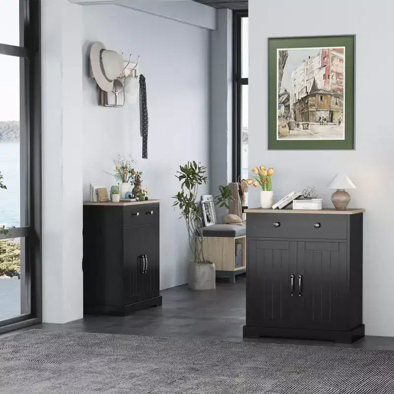 Armario de almacenamiento para cocina, aparador moderno con espacio de almacenamiento, mueble bar para café con 2 cajones y 2 puertas, aparador de suelo