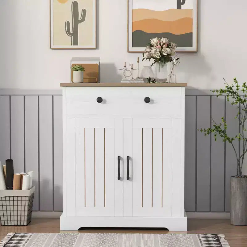 Armario de almacenamiento para cocina, aparador moderno con espacio de almacenamiento, mueble bar para café con 2 cajones y 2 puertas, aparador de suelo
