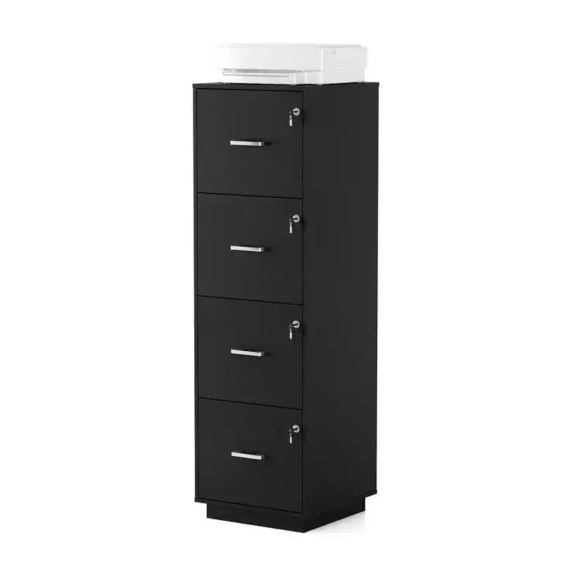 38 cm hoher Aktenschrank aus Holz mit geprägter Oberfläche und 4 Schubladen