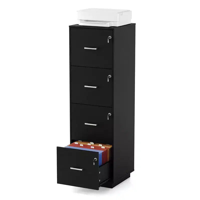 38 cm hoher Aktenschrank aus Holz mit geprägter Oberfläche und 4 Schubladen