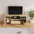 Meuble TV en bois avec 1 tiroir et 2 placards fermés, vaste rangement dissimulé pour organiser les appareils multimédias et les essentiels du salon