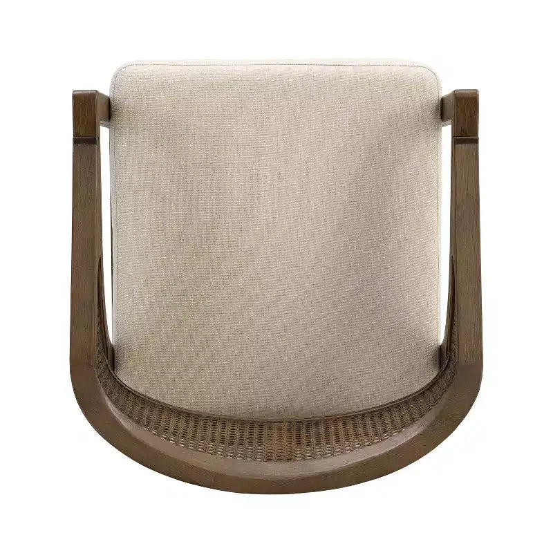 Barhocker aus Gummibaumholz in Tresenhöhe, Akzentstühle mit Armlehnen und Rattan-Rückenlehne - 2er-Set