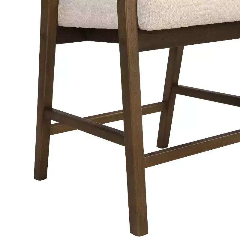Barhocker aus Gummibaumholz in Tresenhöhe, Akzentstühle mit Armlehnen und Rattan-Rückenlehne - 2er-Set