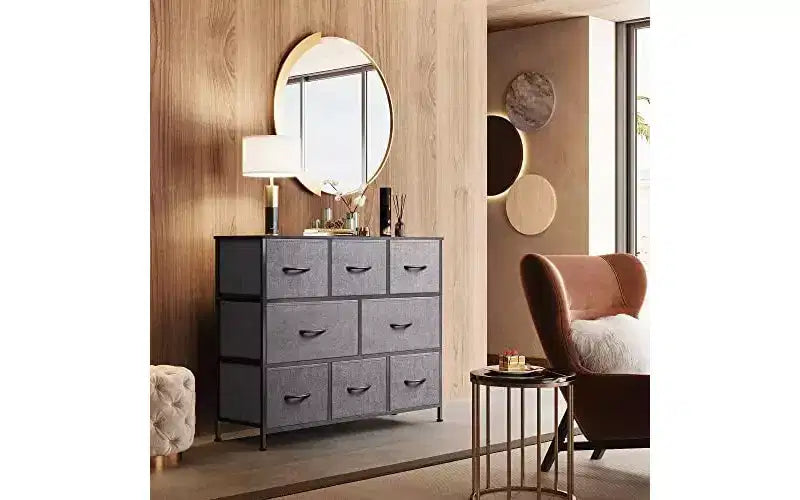 Kommode mit 8 Schubladen fürs Schlafzimmer, Stoffkommode mit großen Schubladen für den Eingangsbereich, Schubladenkommode fürs Wohnzimmer