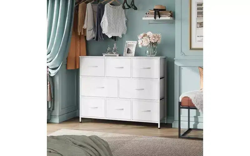 Kommode mit 8 Schubladen fürs Schlafzimmer, Stoffkommode mit großen Schubladen für den Eingangsbereich, Schubladenkommode fürs Wohnzimmer