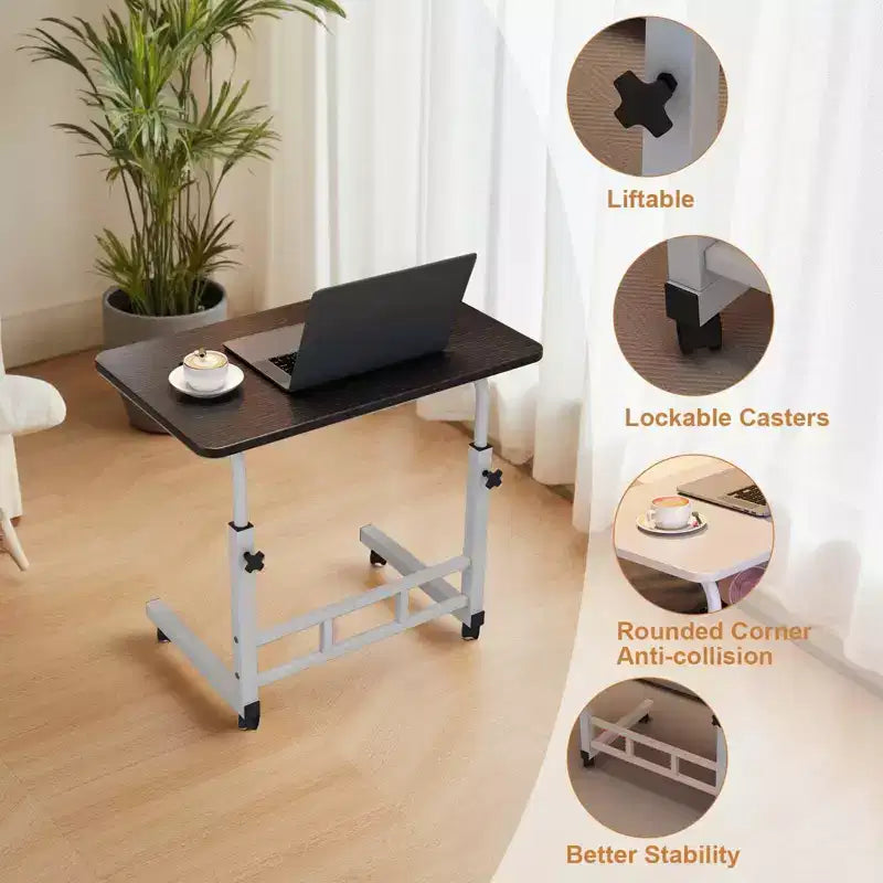 Escritorio móvil para computadora con altura ajustable y ruedas para espacios pequeños, mesa de trabajo de pie con ruedas para la oficina en casa, el estudio y el dormitorio