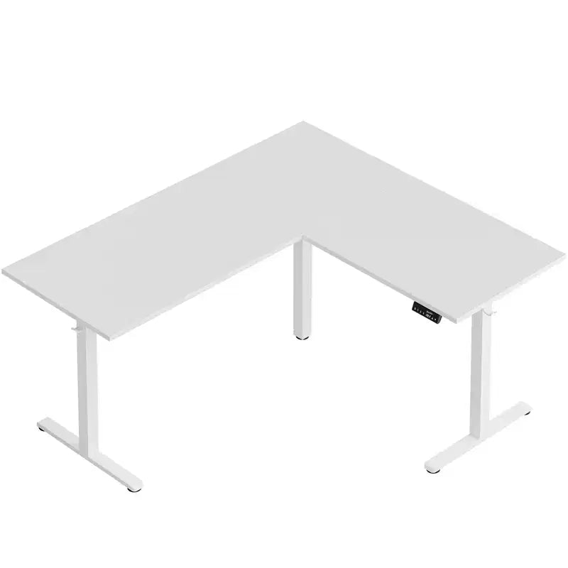 Escritorio de pie en forma de L de 63 con ganchos, escritorio sencillo para juegos con altura ajustable, estación de carga y toma de corriente para la oficina en casa y el dormitorio