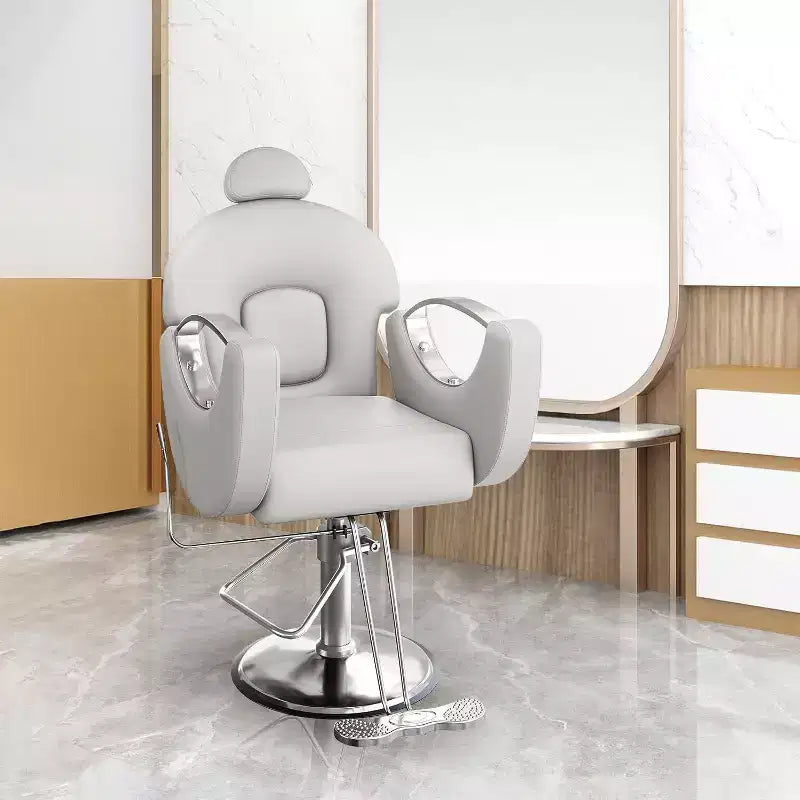 Hydraulischer Friseurstuhl mit Liegefunktion, um 360° drehbar, höhenverstellbar, mit Fußstütze