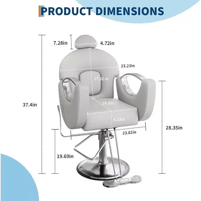 Hydraulischer Friseurstuhl mit Liegefunktion, um 360° drehbar, höhenverstellbar, mit Fußstütze
