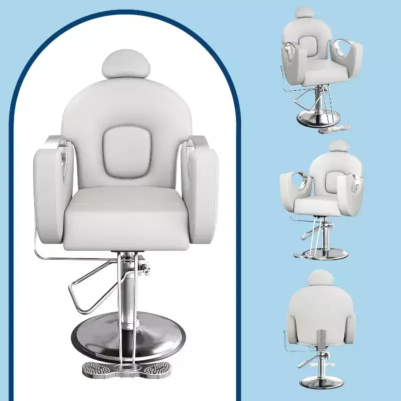 Hydraulischer Friseurstuhl mit Liegefunktion, um 360° drehbar, höhenverstellbar, mit Fußstütze