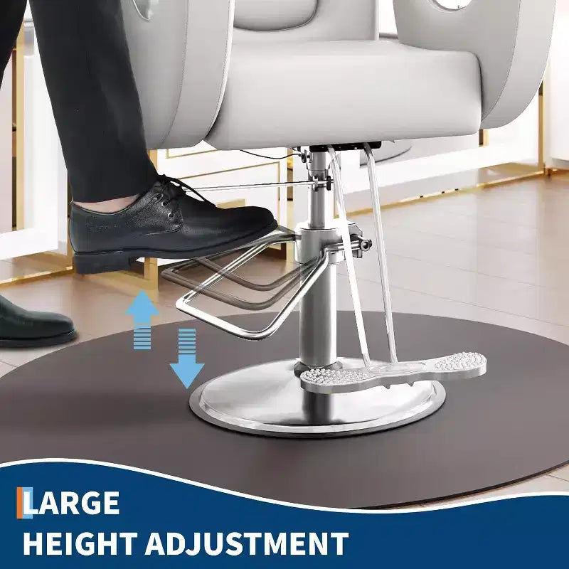 Hydraulischer Friseurstuhl mit Liegefunktion, um 360° drehbar, höhenverstellbar, mit Fußstütze