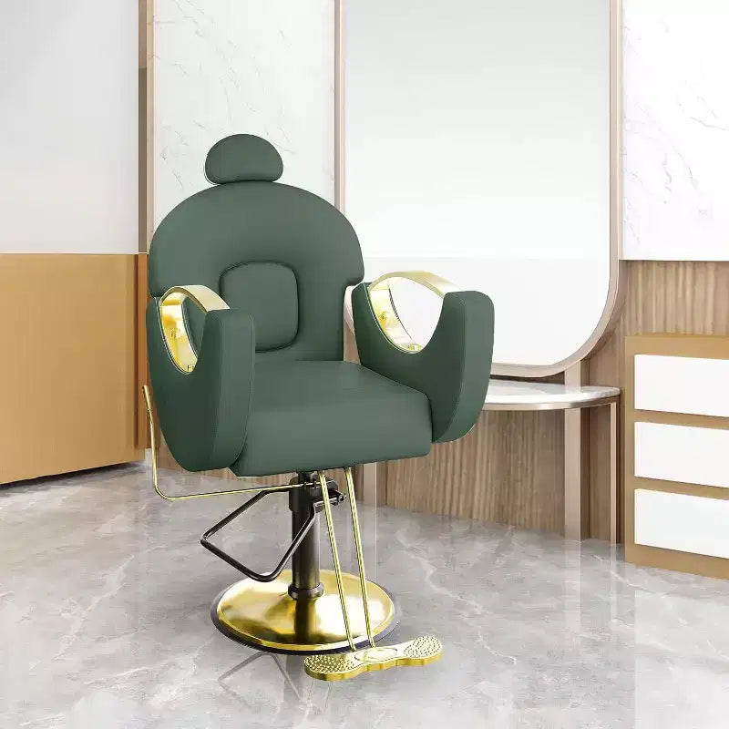 Hydraulischer Friseurstuhl mit Liegefunktion, um 360° drehbar, höhenverstellbar, mit Fußstütze