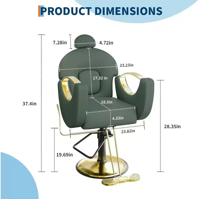 Hydraulischer Friseurstuhl mit Liegefunktion, um 360° drehbar, höhenverstellbar, mit Fußstütze
