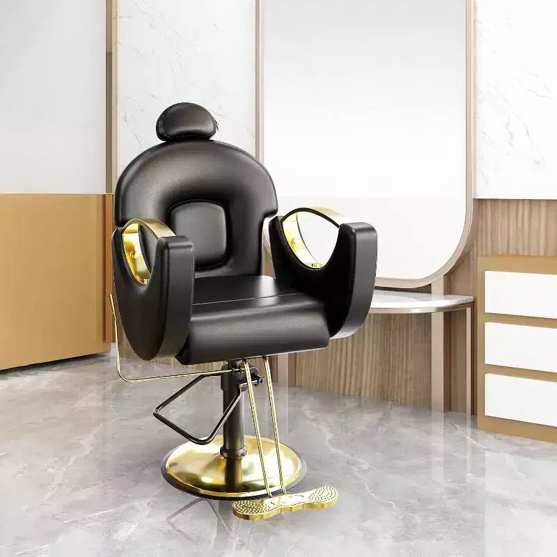 Fauteuil de salon inclinable, fauteuil de barbier hydraulique pivotant à 360°, hauteur réglable avec repose-pieds