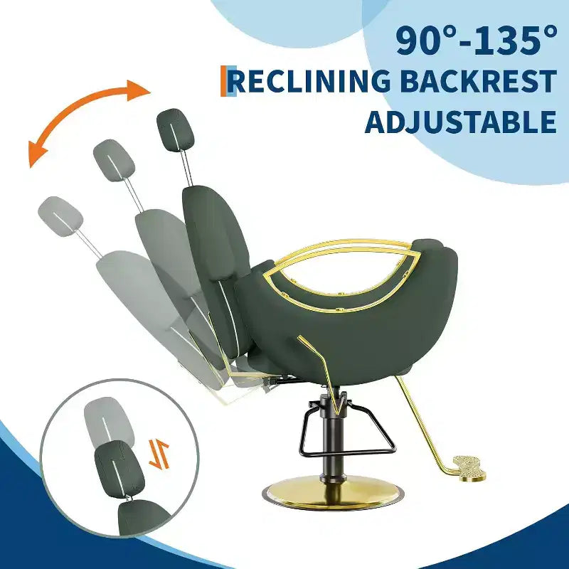 Hydraulischer Friseurstuhl mit Liegefunktion, um 360° drehbar, höhenverstellbar, mit Fußstütze