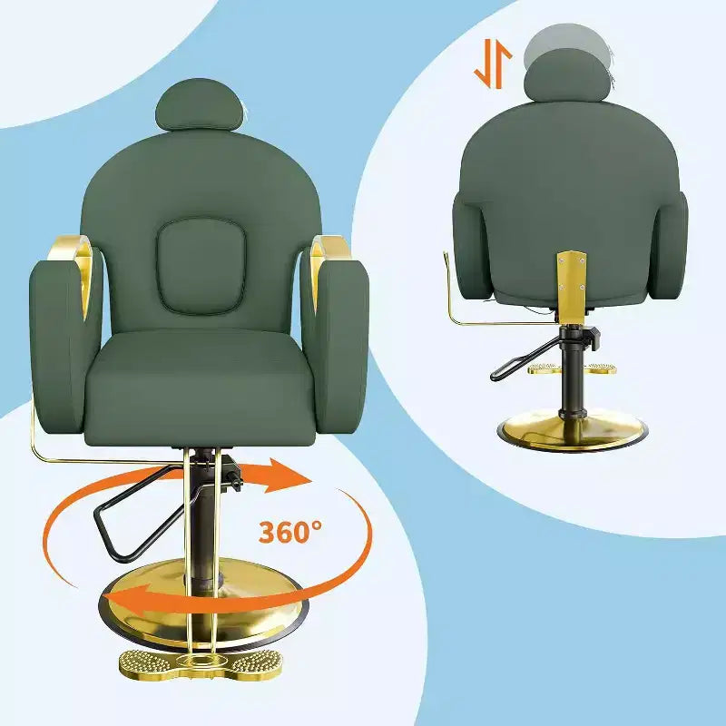 Hydraulischer Friseurstuhl mit Liegefunktion, um 360° drehbar, höhenverstellbar, mit Fußstütze