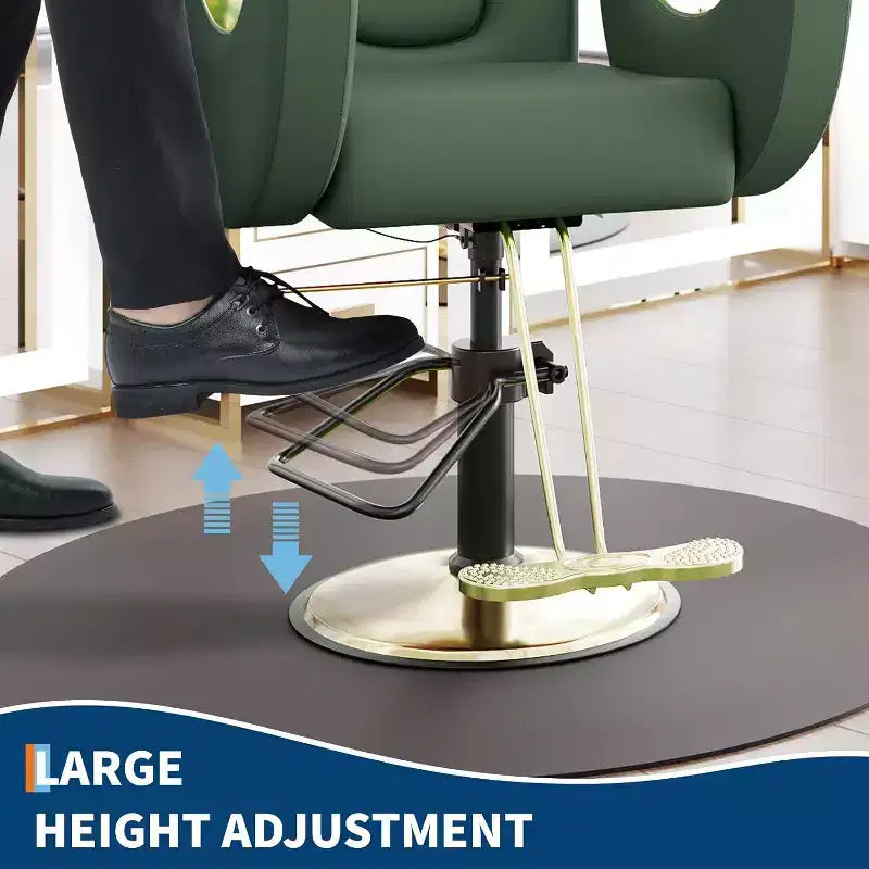 Hydraulischer Friseurstuhl mit Liegefunktion, um 360° drehbar, höhenverstellbar, mit Fußstütze