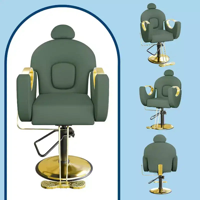 Hydraulischer Friseurstuhl mit Liegefunktion, um 360° drehbar, höhenverstellbar, mit Fußstütze
