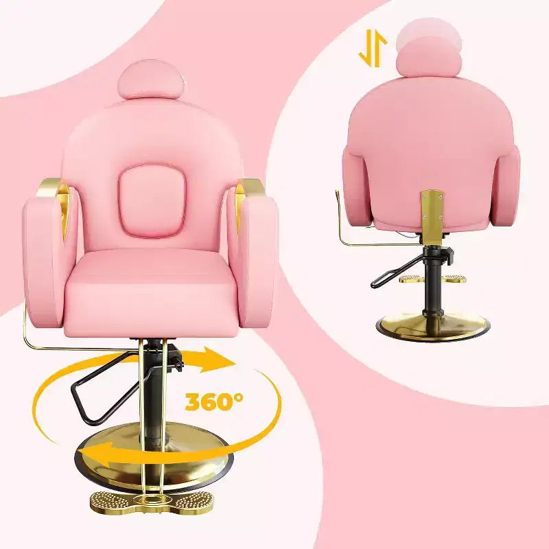 Hydraulischer Friseurstuhl mit Liegefunktion, um 360° drehbar, höhenverstellbar, mit Fußstütze