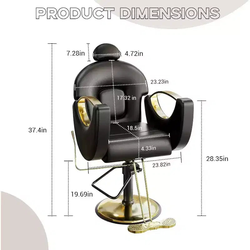 Fauteuil de salon inclinable, fauteuil de barbier hydraulique pivotant à 360°, hauteur réglable avec repose-pieds