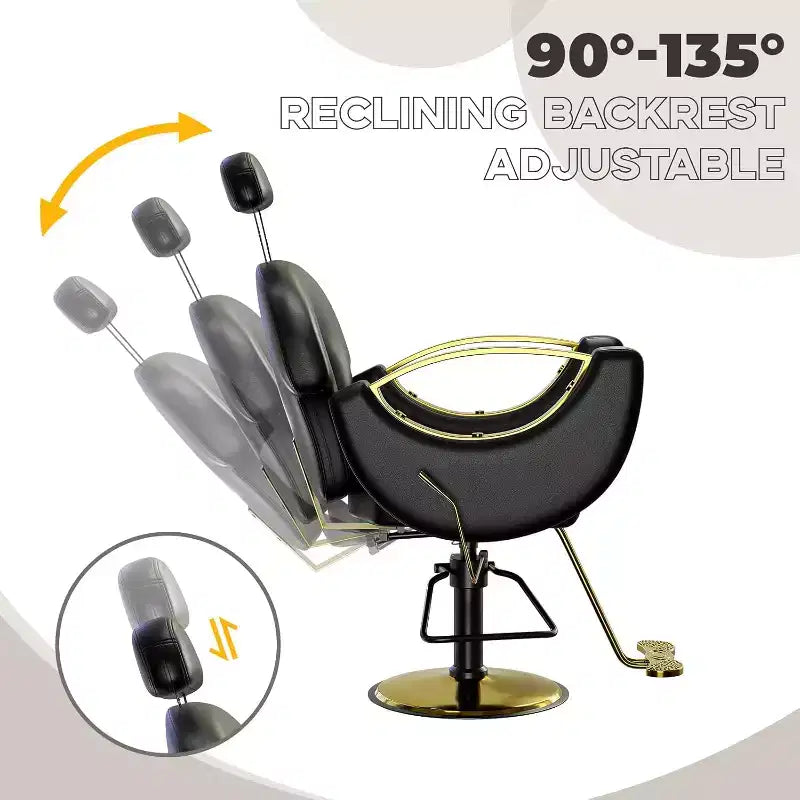 Fauteuil de salon inclinable, fauteuil de barbier hydraulique pivotant à 360°, hauteur réglable avec repose-pieds