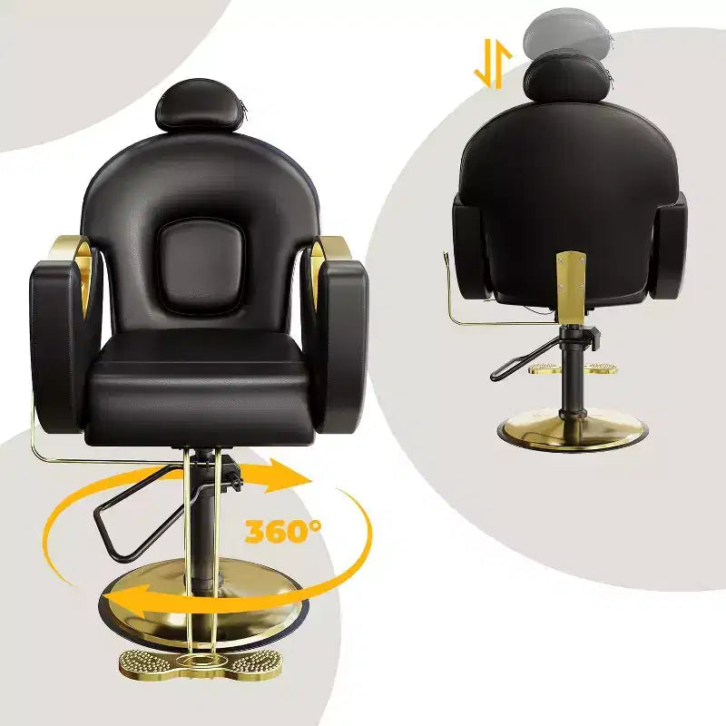 Hydraulischer Friseurstuhl mit Liegefunktion, um 360° drehbar, höhenverstellbar, mit Fußstütze