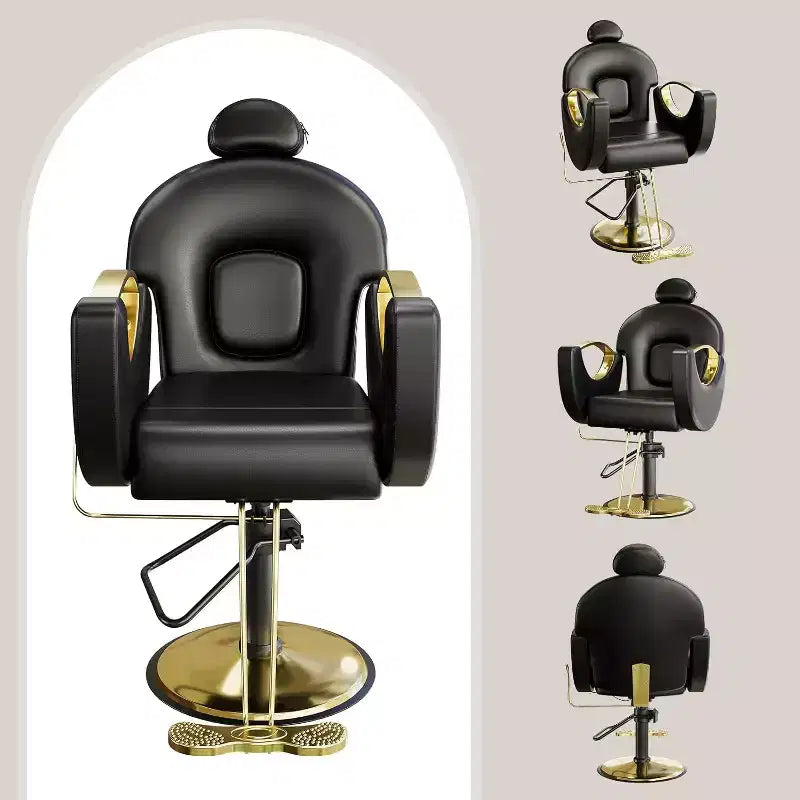 Hydraulischer Friseurstuhl mit Liegefunktion, um 360° drehbar, höhenverstellbar, mit Fußstütze