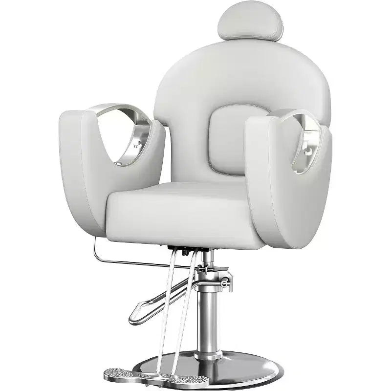 Fauteuil de salon inclinable, fauteuil de barbier hydraulique pivotant à 360°, hauteur réglable avec repose-pieds