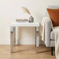 Table d’appoint carrée de 22, chrome et blanc brillant