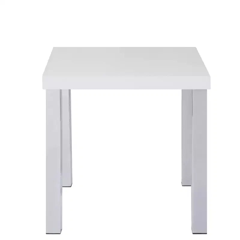 Table d’appoint carrée de 22, chrome et blanc brillant