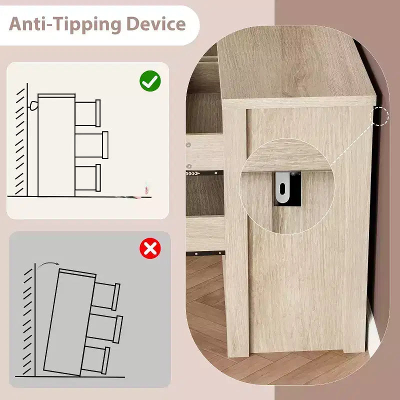 Moderne Kommode mit 6 Schubladen, 47.2'' breite Holzkommode - großer Aufbewahrungsschrank für Wohnzimmer, Flur und Eingangsbereich
