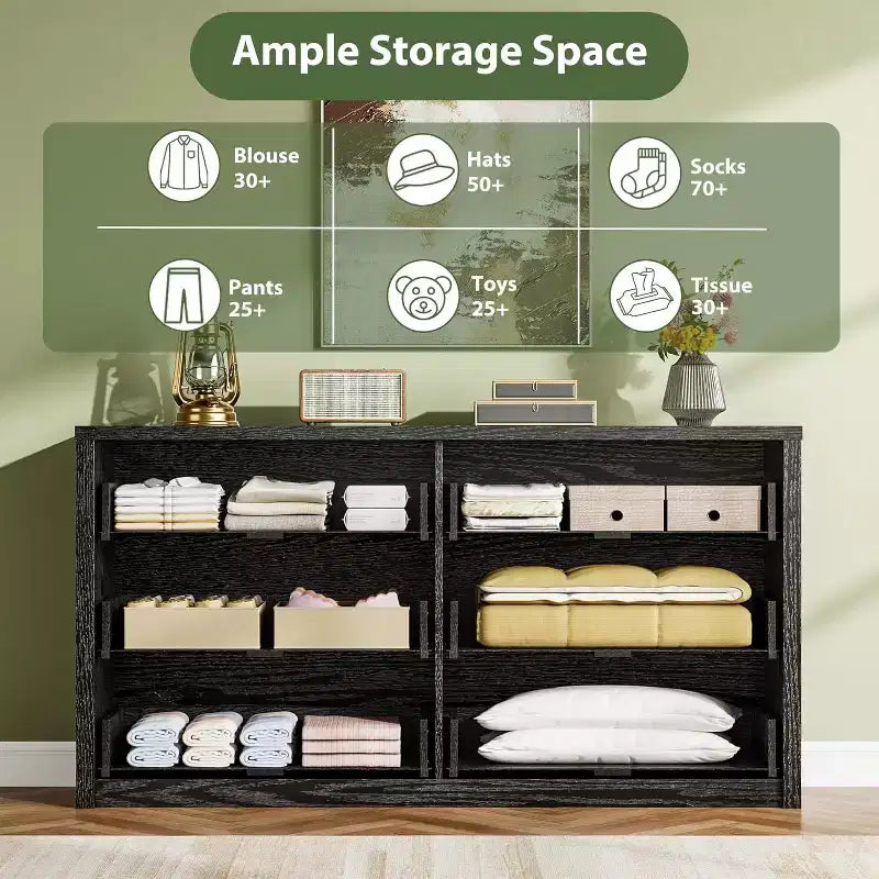 Moderne Kommode mit 6 Schubladen, 47.2'' breite Holzkommode - großer Aufbewahrungsschrank für Wohnzimmer, Flur und Eingangsbereich