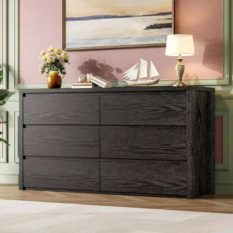 Moderne Kommode mit 6 Schubladen, 47.2'' breite Holzkommode - großer Aufbewahrungsschrank für Wohnzimmer, Flur und Eingangsbereich