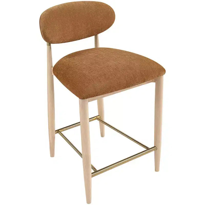 Taburete de mostrador con tapizado de alto rendimiento y acabado natural