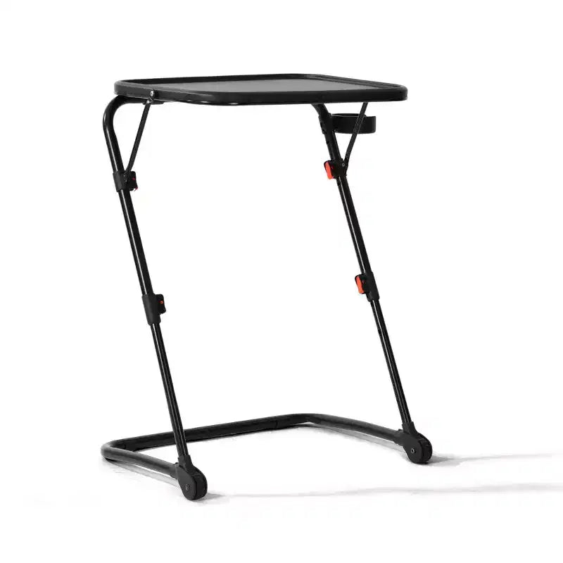 Ensemble table pliante et tabouret, table à plateau inclinable et hauteur réglable avec porte-gobelet, bureau portable pour le lit, le canapé, le bureau ou l’extérieur