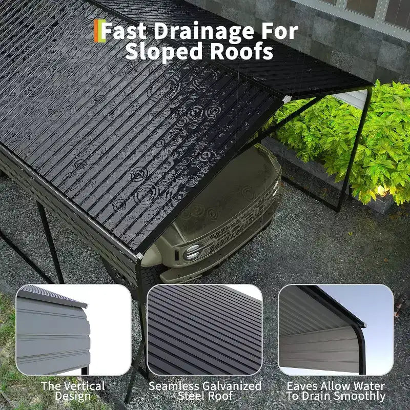 Refugio para automóvil de acero de alta resistencia de 12 x 20 FT, protección para vehículos reforzada para todo tipo de clima, resistente al viento y la nieve, con kit de anclaje, fácil de montar