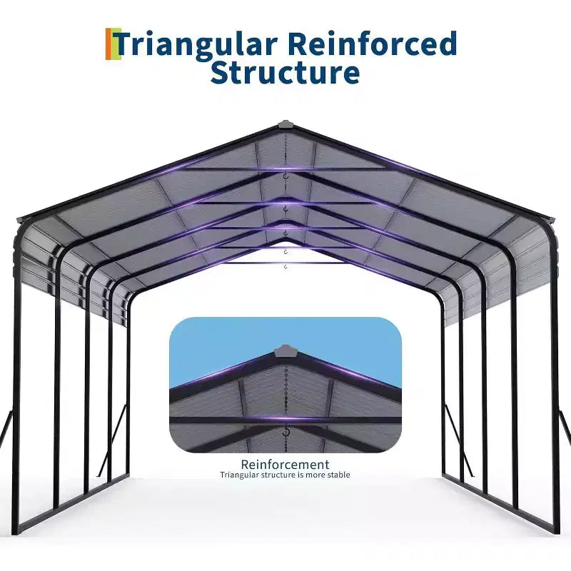 Refugio para automóvil de acero de alta resistencia de 12 x 20 FT, protección para vehículos reforzada para todo tipo de clima, resistente al viento y la nieve, con kit de anclaje, fácil de montar
