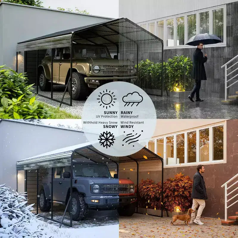 Refugio para automóvil de acero de alta resistencia de 12 x 20 FT, protección para vehículos reforzada para todo tipo de clima, resistente al viento y la nieve, con kit de anclaje, fácil de montar
