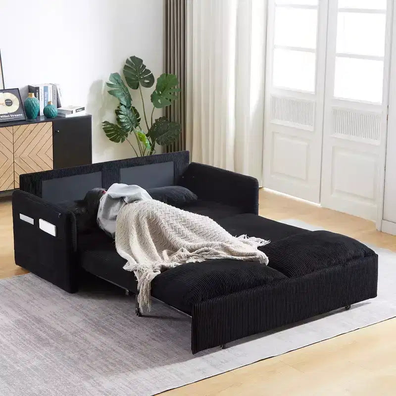 64.5 3-in-1-Schlafsofa aus Cord mit ausziehbarem Bett
