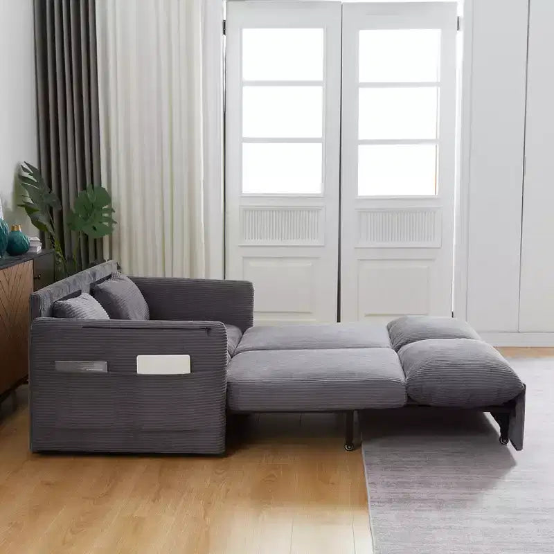 64.5 3-in-1-Schlafsofa aus Cord mit ausziehbarem Bett
