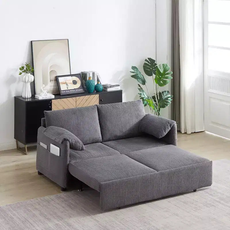 64.5 3-in-1-Schlafsofa aus Cord mit ausziehbarem Bett