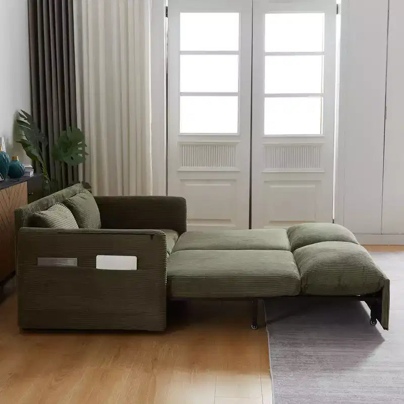 64.5 3-in-1-Schlafsofa aus Cord mit ausziehbarem Bett