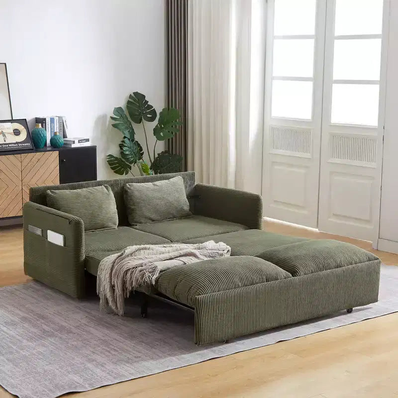 64.5 3-in-1-Schlafsofa aus Cord mit ausziehbarem Bett